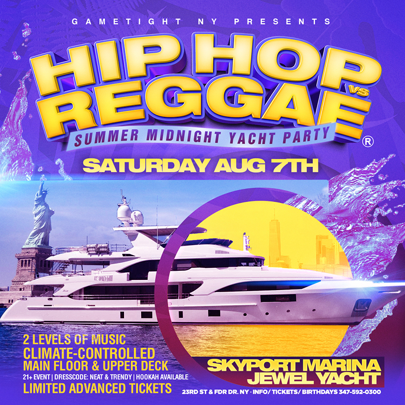 NYC Hip Hop vs Reggae® Midnight Summer Cruise Skyport Marina Jewel Yacht, New York, United States
