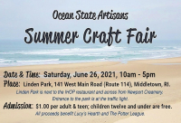 Ocean State Artisans Summer Craft Fair, June 26th, Middletown, RI