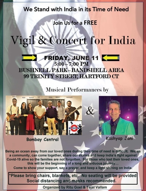 FREE Vigil/Concert for India, Hartford, Connecticut, United States