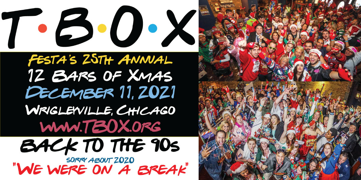 TBOX 2021, Festa's 25th Annual 12 Bars of Xmas Pub Crawl, Cook, Illinois, United States