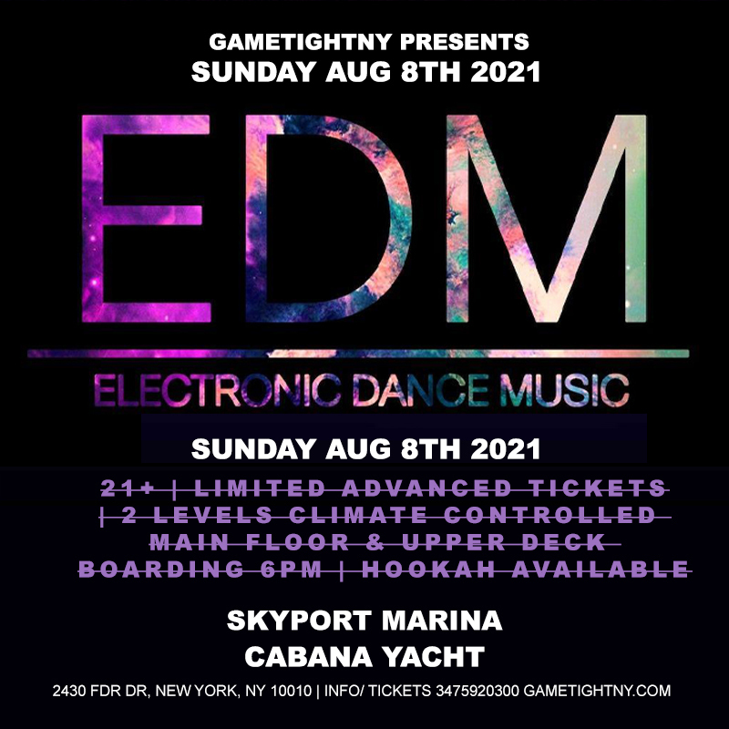 Manhattan EDM Sunday Sunset Yacht Cruise Skyport Marina Cabana Yacht, New York, United States