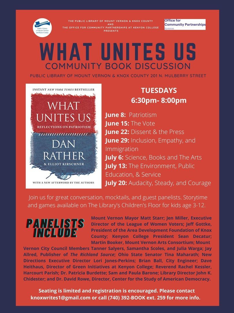 "What Unites Us": A Community Book Discussion, Mount Vernon, Ohio, United States