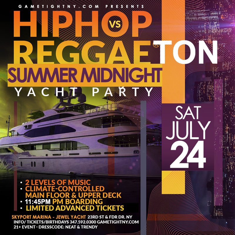 NYC Reggaeton Vs Reggae Vs Hip Hop Midnight Cruise Skyport Marina Jewel Yacht, New York, United States