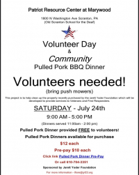 Volunteer Day and Community Pulled Pork Dinner