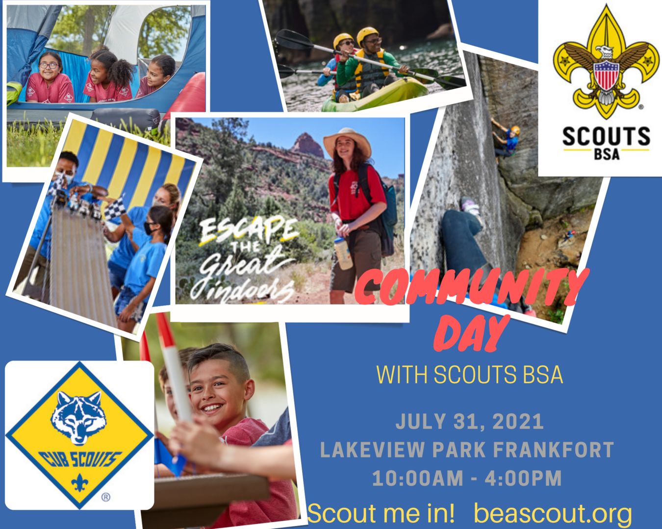 Community Day with Scouts BSA. Come see what Scouts BSA has to offer youth. Sat, July 31 10am-4pm, Frankfort, Kentucky, United States