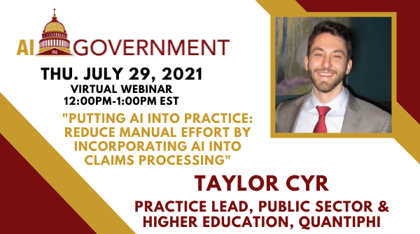 ‘Putting AI into Practice with Taylor Cyr, Practice Lead, Public Sector/Higher Education at Quantiphi!’, Washington,Washington, D.C,United States