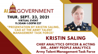 ‘Presentation by Kristin Saling, CAO & Acting Dir., Army People Analytics at the Army Talent Management Task Force!'