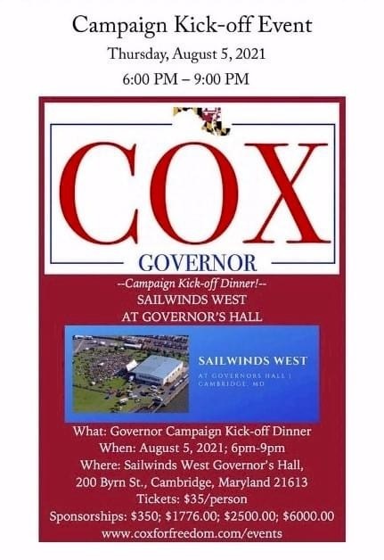 Dan Cox for Governor Campaign Kickoff Event, Cambridge, Maryland, United States