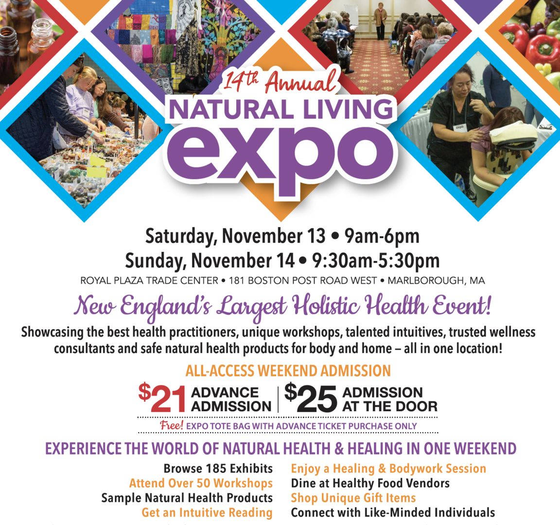 14th Annual Natural Living Expo • November 13-14, 2021 • Royal Plaza Trade Center, Marlborough, MA, Marlborough, Massachusetts, United States