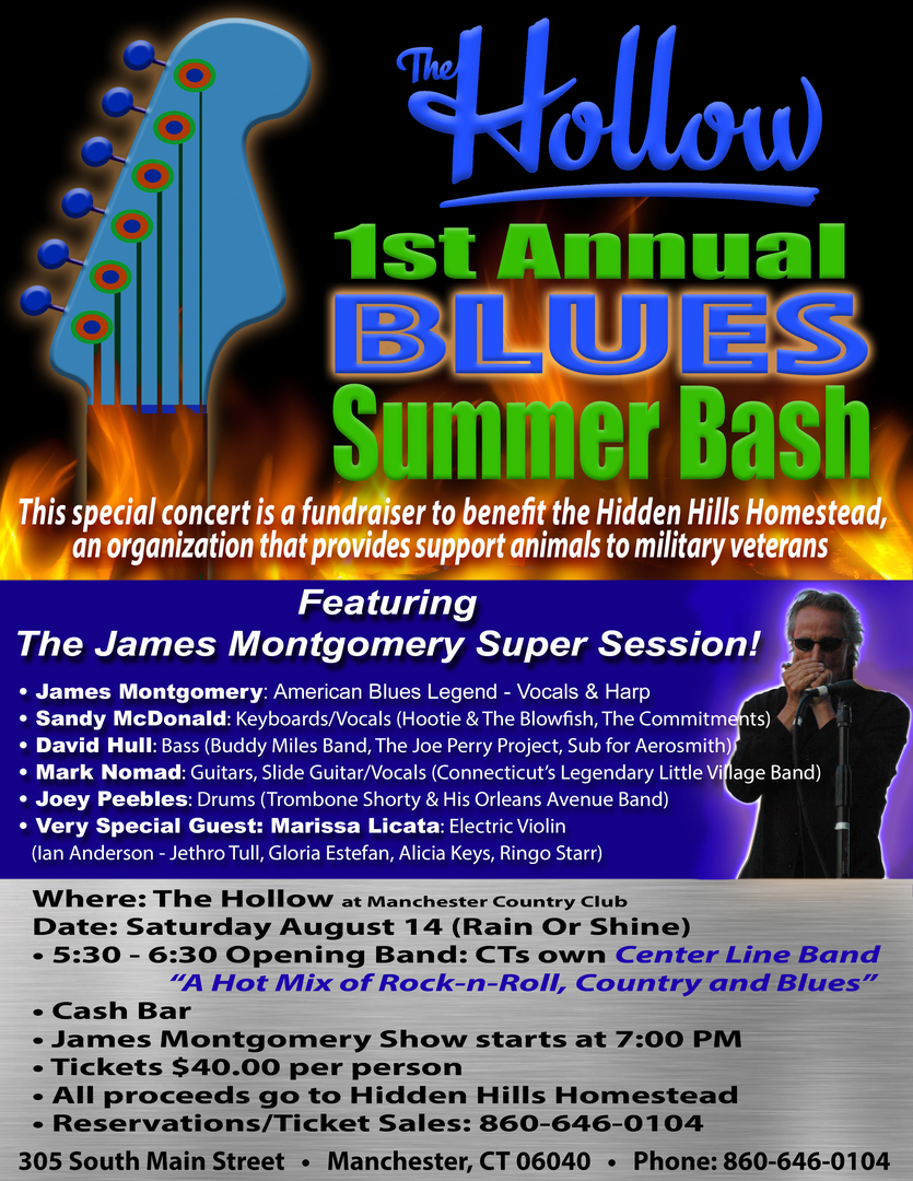 Blues Bash at The Hollow at Manchester Country Club Featuring James Montgomery, Manchester, Connecticut, United States