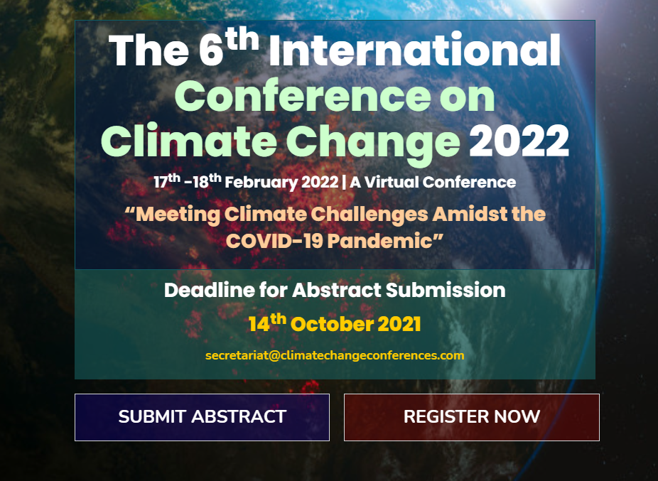 6th International Conference on Climate Change 2022, Sri Jayawardenepura Kotte 10100, Colombo, Sri Lanka