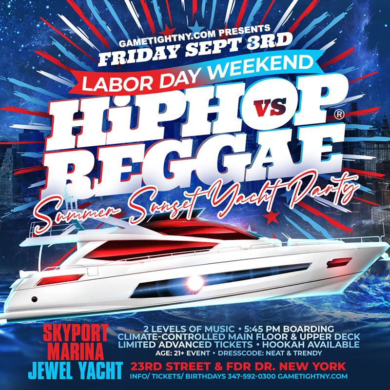 NYC LDW Summer Sunset Hip Hop vs Reggae® Cruise Skyport Marina Jewel Yacht, New York, United States