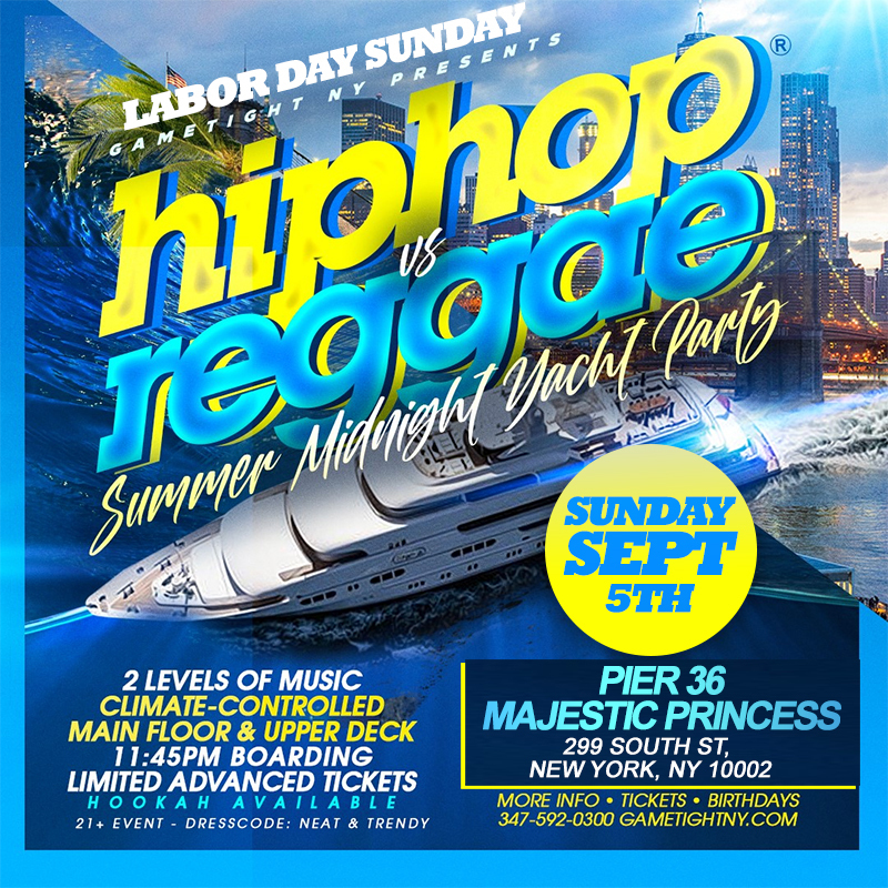 NYC LDW Summer Midnight Hip Hop vs Reggae® Cruise Pier 36 Majestic Princess, New York, United States