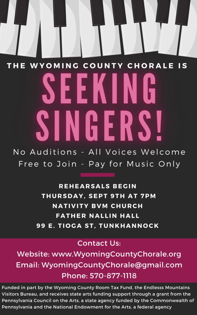 Seeking Singers! - Wyoming County Chorale, Tunkhannock, Pennsylvania, United States