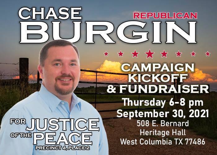 Chase Burgin for JP 4-2 Campaign Kickoff Dinner, West Columbia, Texas, United States