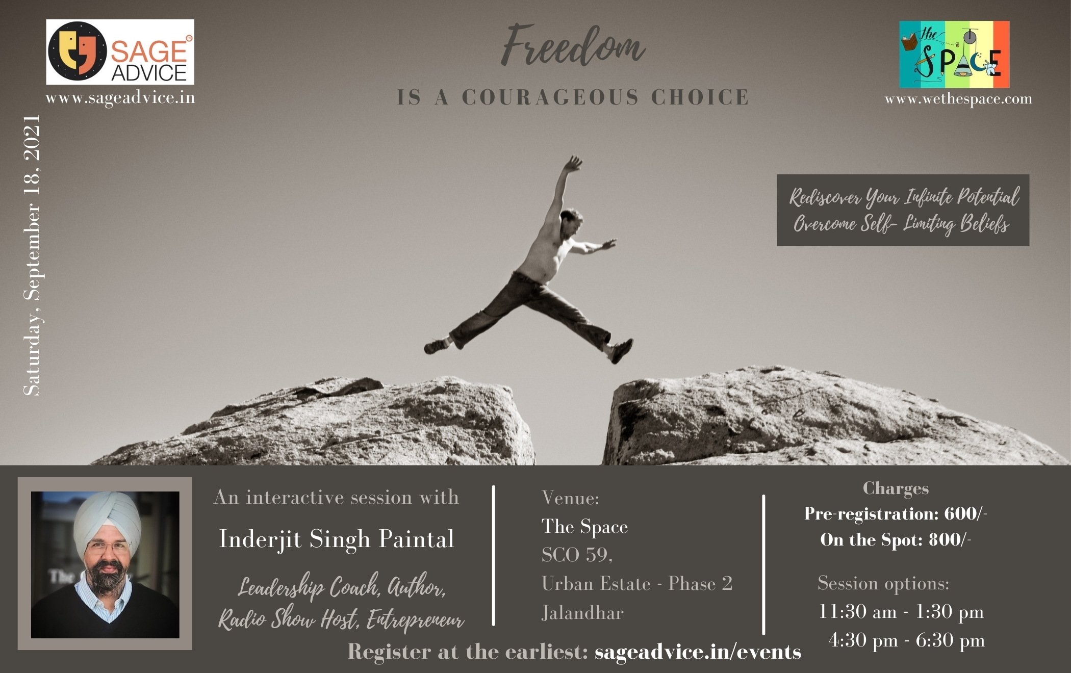 Freedom is a Courageous Choice | An Interactive Counselling Session with Inderjit Singh Paintal, Online Event