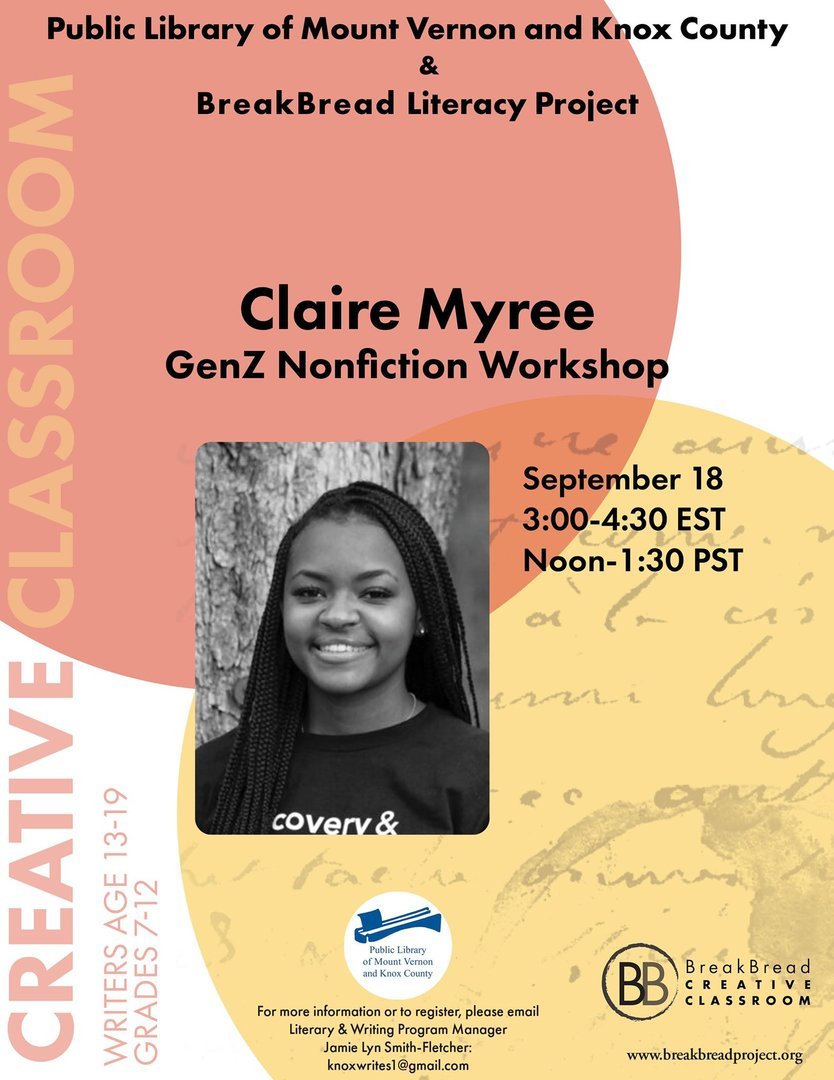Teen Writing Program: Gen Z Nonfiction with Claire Myree, Online Event