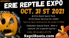 Erie Reptile Show and Sale Oct 31st 2021