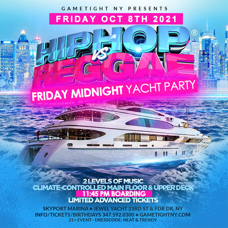 NYC Hip Hop vs Reggae® Midnight Friday Cruise Skyport Marina Jewel, New York, United States