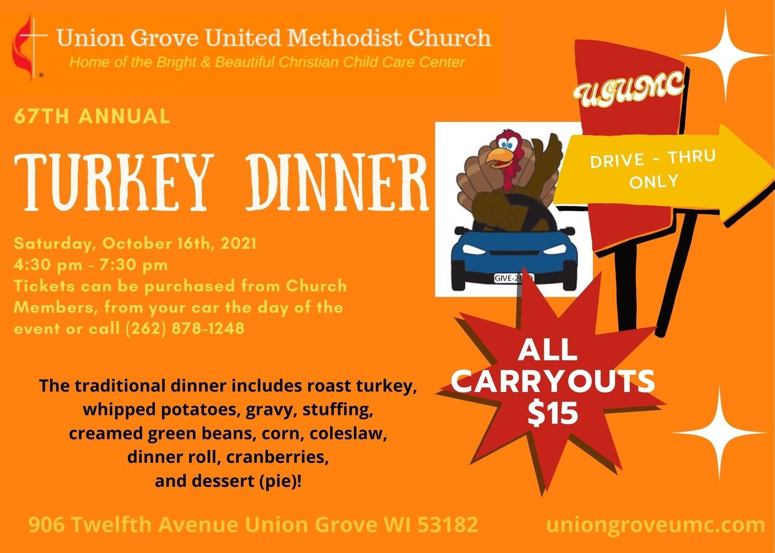 67th Annual Turkey Dinner (DRIVE THRU ONLY), Union Grove, Wisconsin, United States