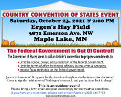 Maple Lake Outdoor Convention of States Event Oct. 23, 2pm