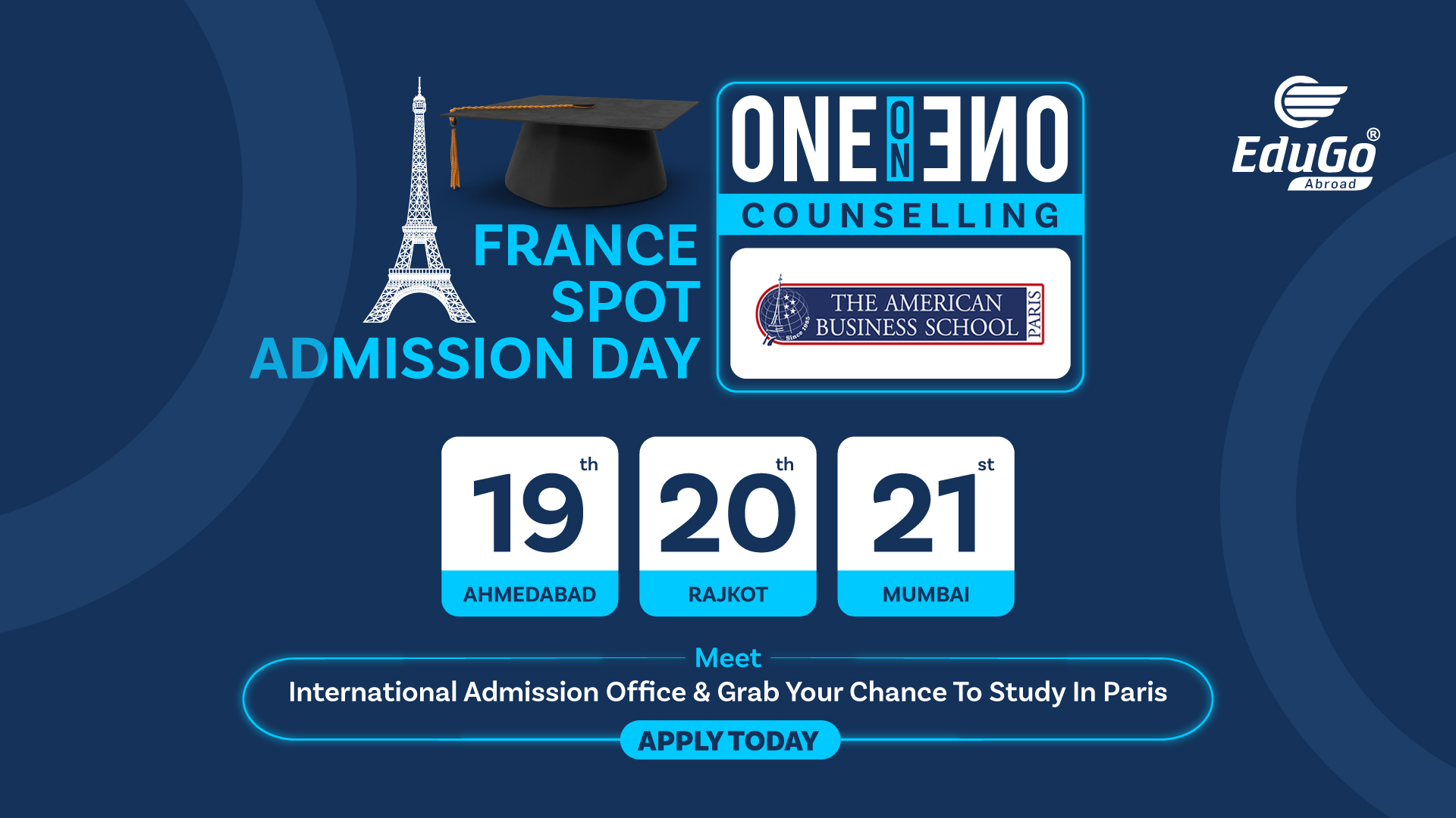 France Spot Admission Day - One-On-One Counselling | ABS, Paris, Ahmedabad, Gujarat, India