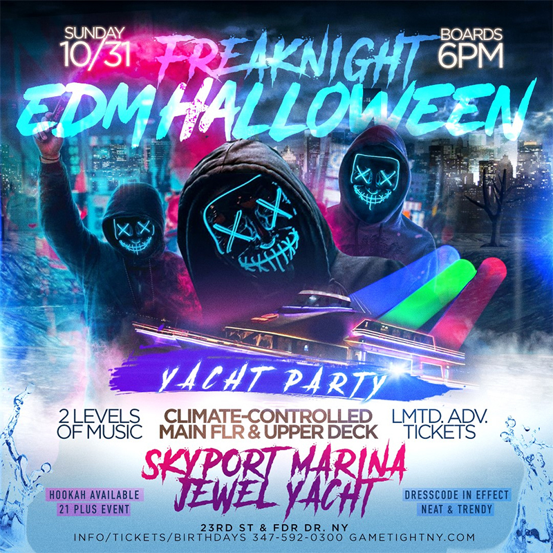 NYC Freaknight EDM Halloween Sunday Sunset Cruise Skyport Marina Jewel, New York, United States