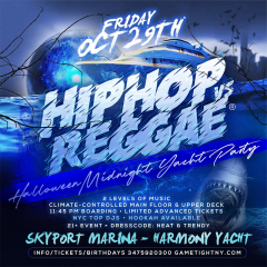 NY Hip Hop vs Reggae® Halloween Friday Midnight Skyport Marina Harmony Yacht