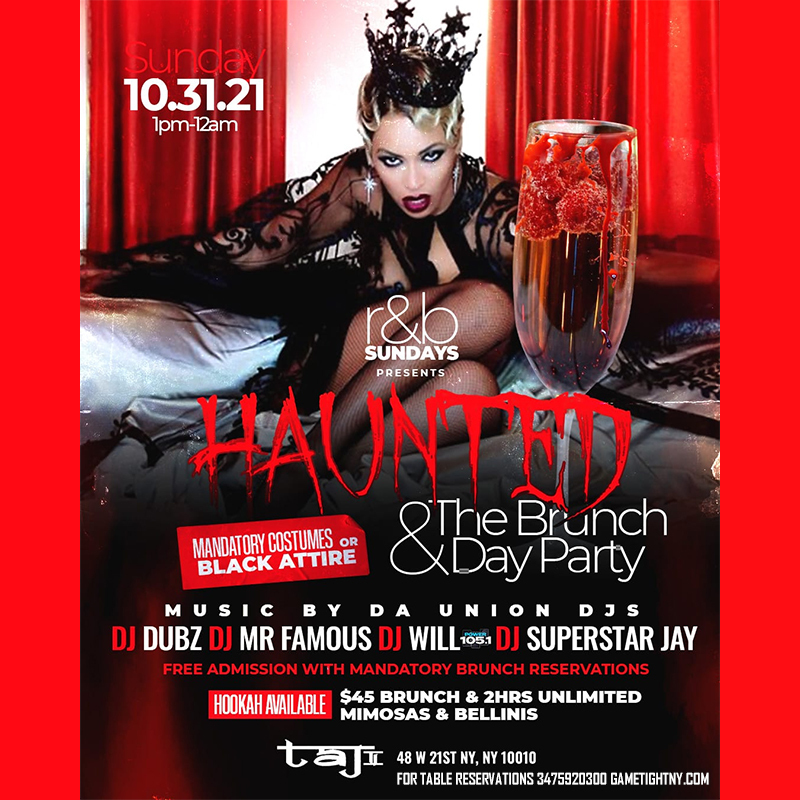 Taj Lounge Halloween Sunday R&B Brunch Reservation, New York, United States
