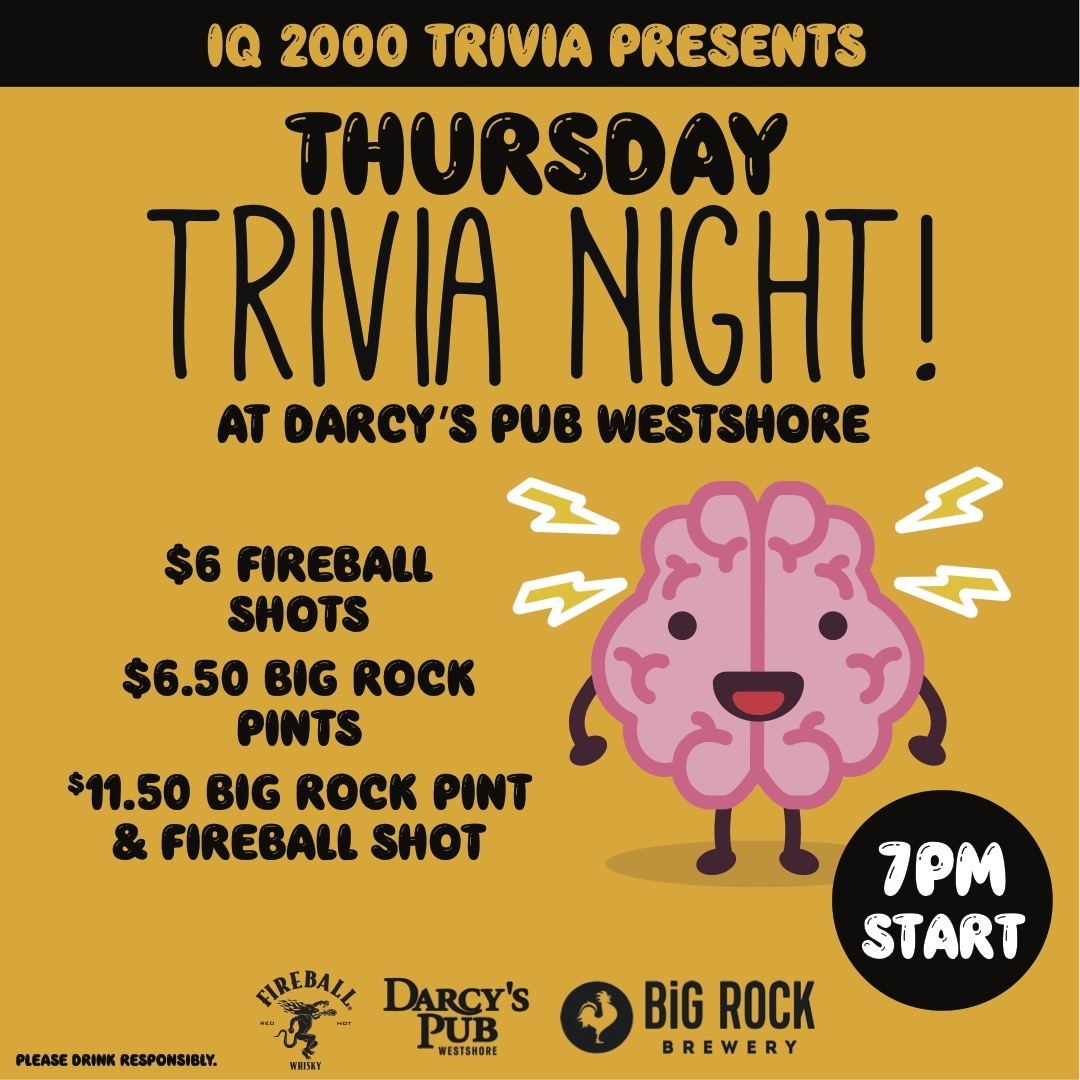 Thursday Night Trivia at Darcy's Pub Westshore, Victoria, British Columbia, Canada