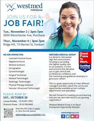 Westmed Open House Hiring Event!, Yonkers, New York, United States
