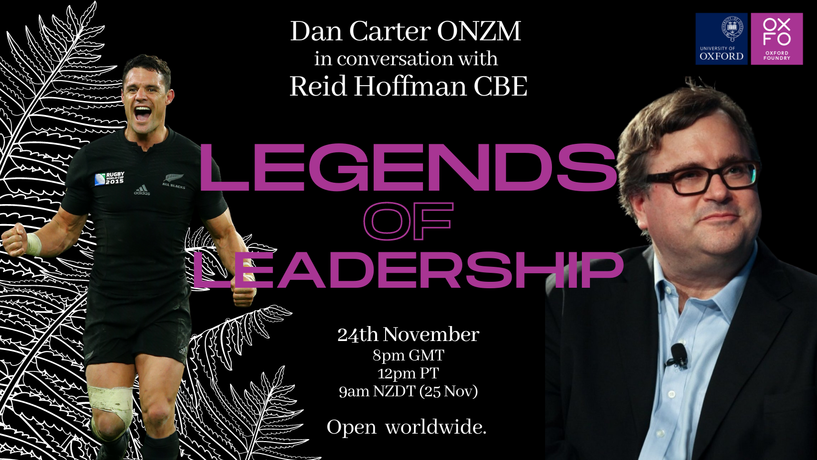 Dan Carter in conversation with Reid Hoffman CBE, Online Event