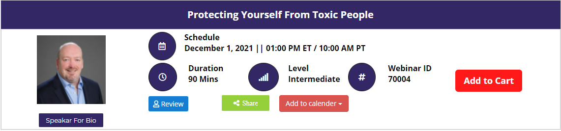 Protecting Yourself From Toxic People, Online Event