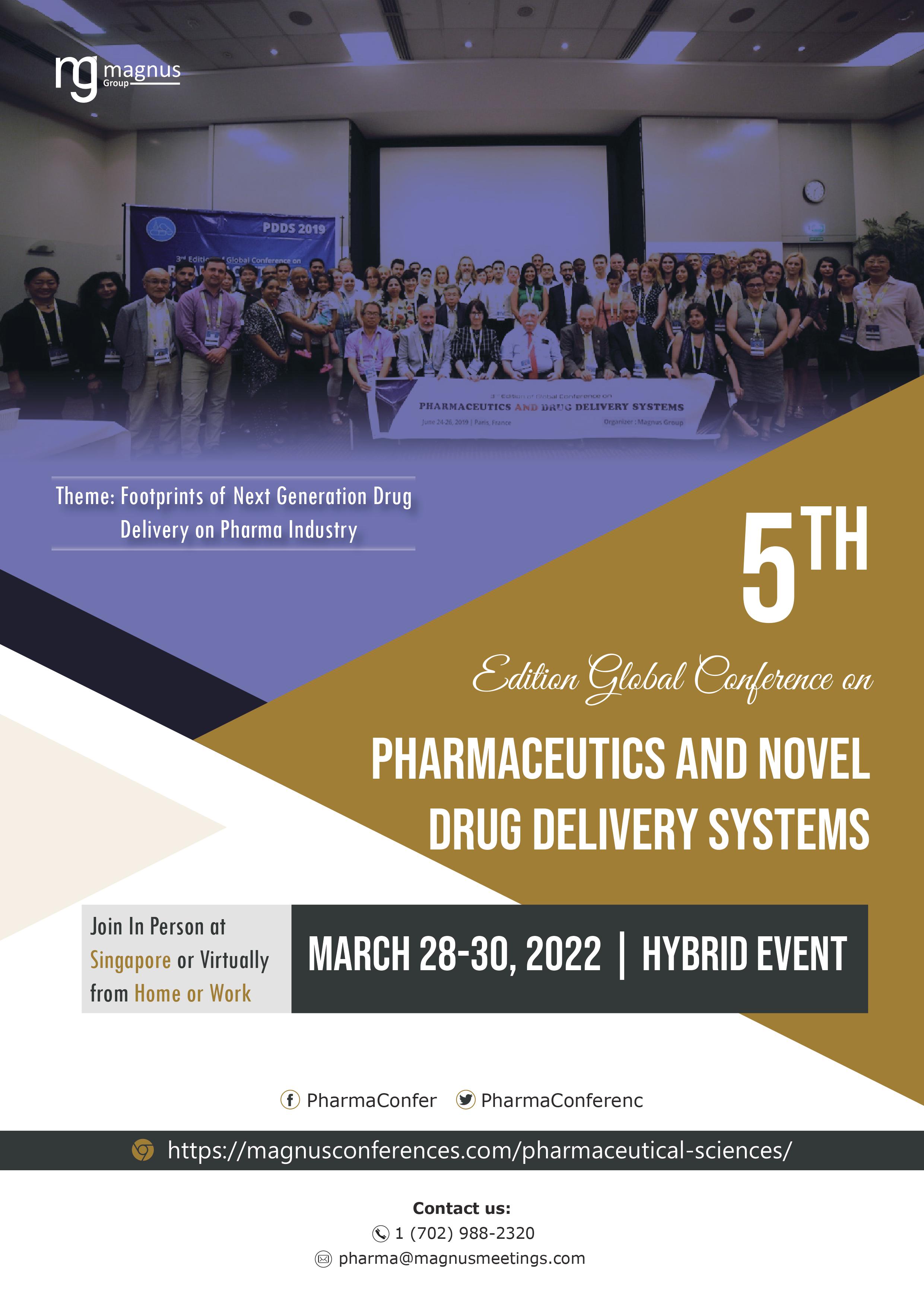 5th Edition of Global Conference on Pharmaceutics and Novel Drug Delivery Systems, Singapore