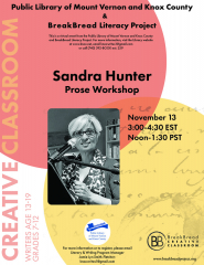 Prose with Sandra Hunter, Teen Creative Writing Workshop