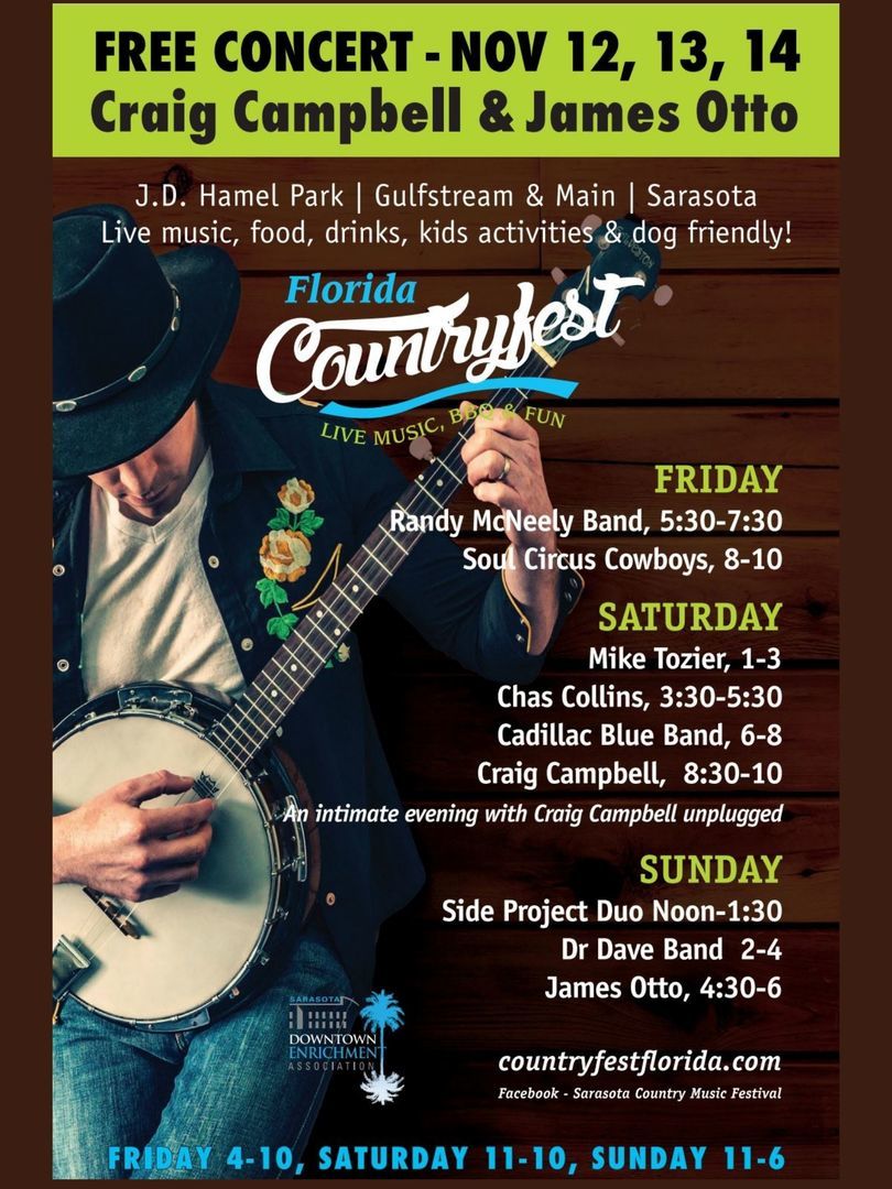 James Otto and Craig Campbell to Headline a Weekend of Country Acts at Florida Countryfest 2021, Sarasota, Florida, United States