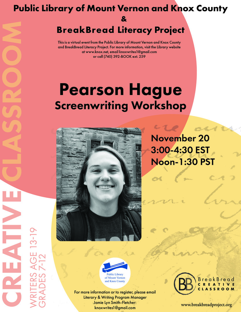 Screen Writing with Pearson Hague, Online Event
