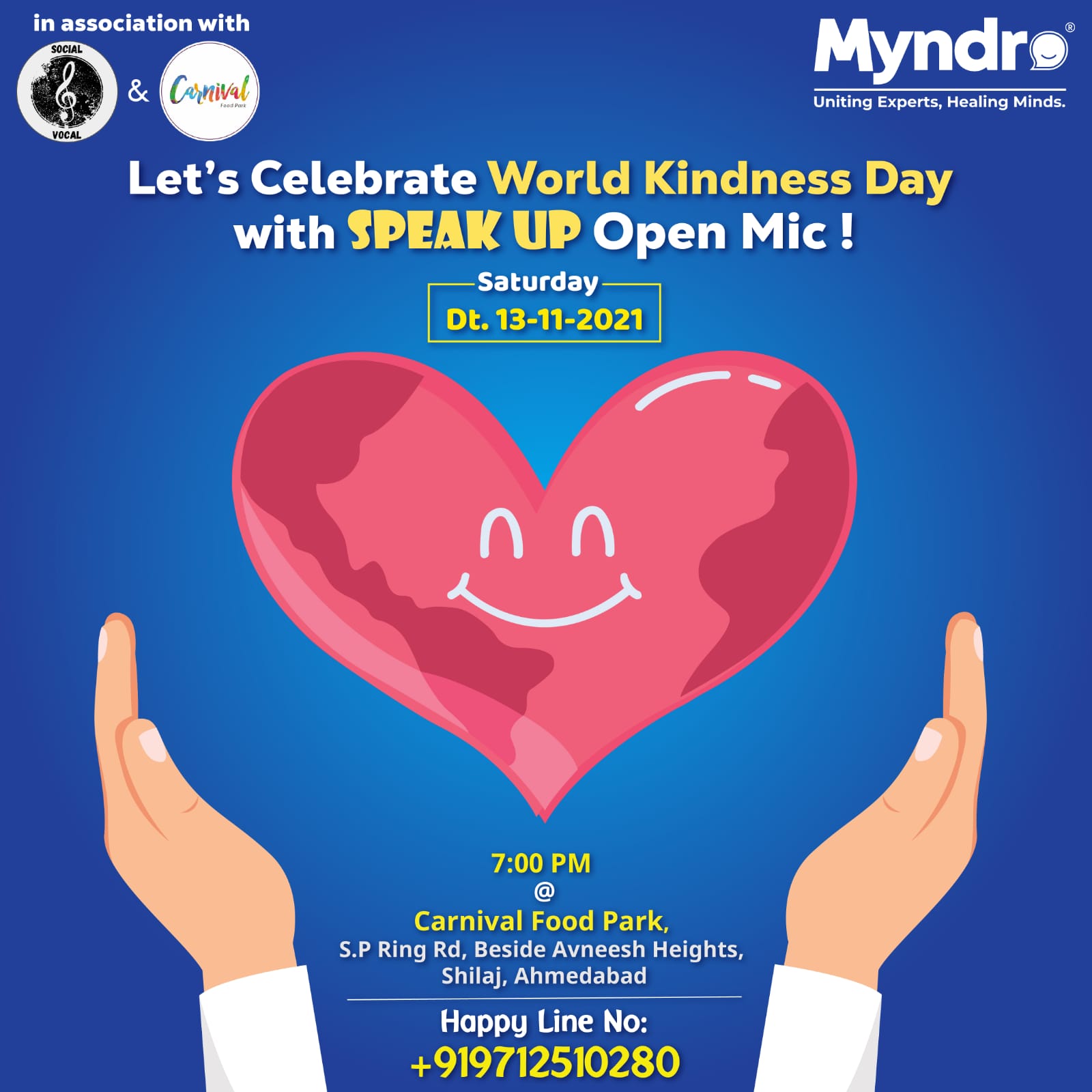 Open Mic on World Kindness Day 2021 at Carnival Food Park, Ahmedabad, Gujarat, India