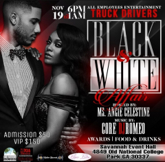 black and white affair truck driver event