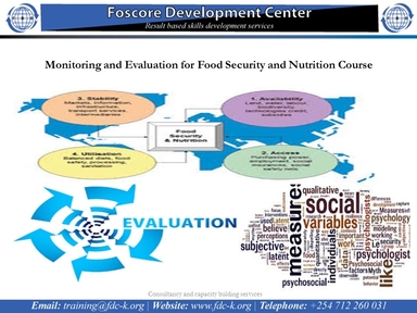 Monitoring and Evaluation for Food Security and Nutrition Course, Nairobi, Nairobi County,Nairobi,Kenya