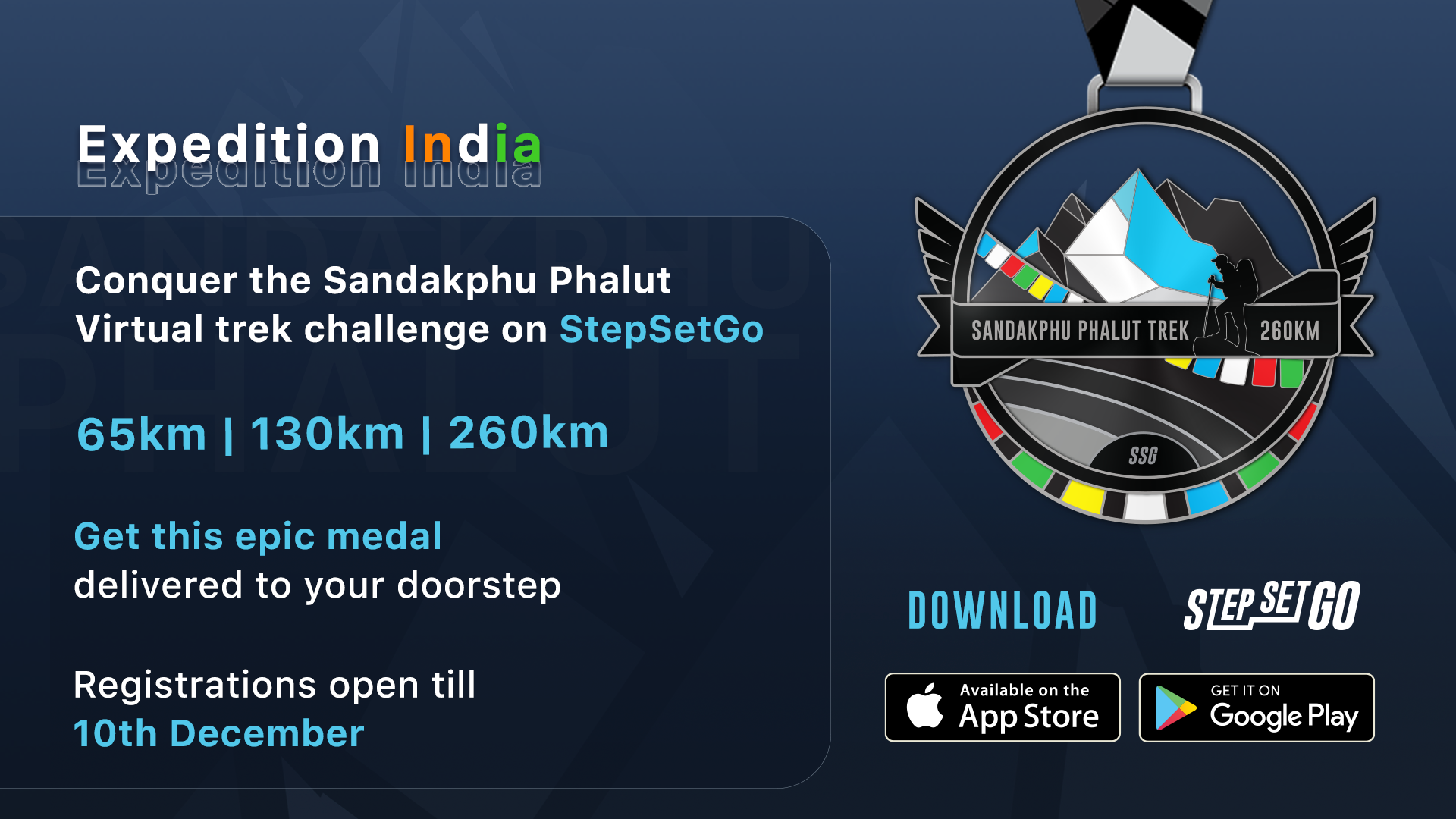 Virtual Trek Challenge by StepSetGo - Sandakphu Phalut(65Km/130Km/260Km), Online Event