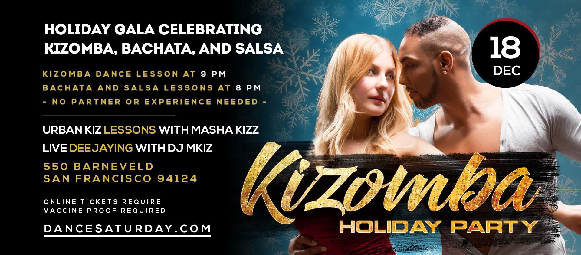 Dance Saturdays HOLIDAY PARTY BachataCrazy Nights, Salsa - Dance Lessons, San Francisco, California, United States