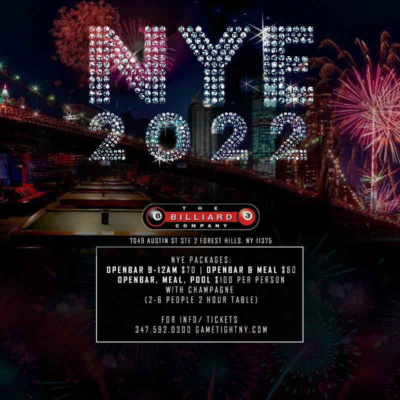 The Billiard Company New Years Eve 2022, Queens, New York, United States
