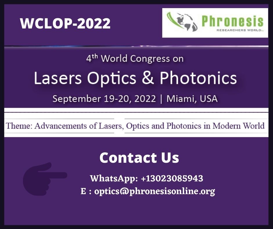 4th World Congress On Lasers, Optics and Photonics (WCLOP2022