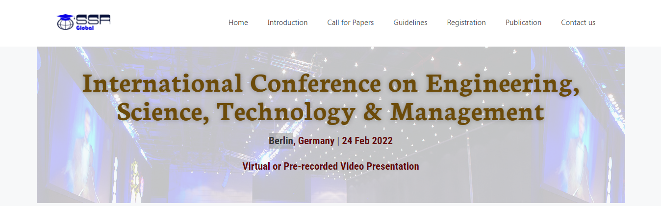 CFP: Engineering, Science, Technology & Management - International Conference (ICESTM 2022), Online Event
