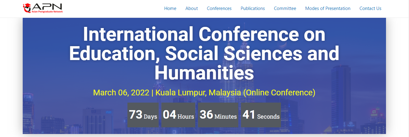 2022 The International Conference on Education, Social Sciences and Humanities (ICESH 2022), Online Event
