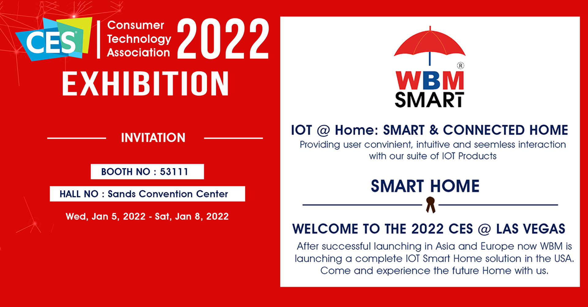 WBM Smart CES 2022- The World Largest Event Las Vegas, Las Vegas, Nevada, United States