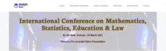 ICMSEL Ho Chi Minh - International Conference on Mathematics, Statistics, Education & Law, 20 Mar 2022