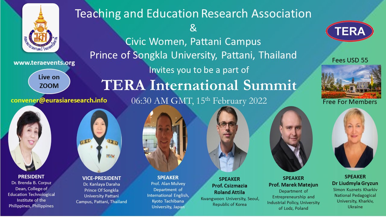 2nd TERA International Summit, 15th February 2022, Online Event