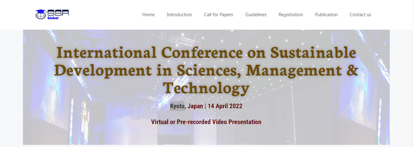 Sustainable Development in Sciences, Management & Technology 2022 International Conference (ICSDSMT), Online Event